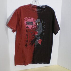 Naruto Shippuden Split Wash Tee Shirt, Red & Black, Size Medium